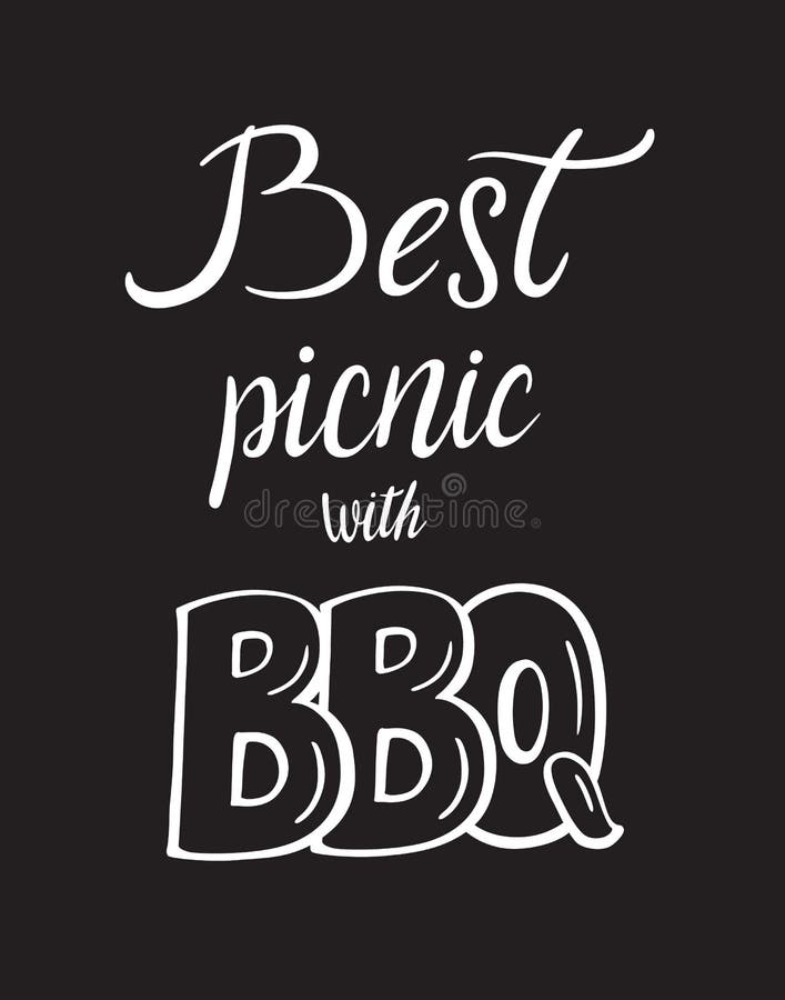 Καλύτερο πικ-νίκ με bbq Σχέδια εγγραφής μαγειρέματος τροφίμων πικ-νίκ για τα προγράμματα τυπωμένων υλών και Ιστού Τυπογραφία για τις αφίσες αυτοκόλλητων ετικεττών εμβλημάτων εστιατορίων καφέδων Σύγχρονη καλλιγραφία και συρμένη χέρι πηγή